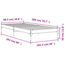 sengeramme 100x200 cm konstrueret træ og metal brunt egetræ