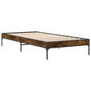 sengeramme 90x200 cm konstrueret træ og metal røget eg