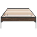 sengeramme 90x200 cm konstrueret træ og metal brun egetræsfarve