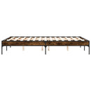 sengestel 135x190cm konstrueret træ og metal røget egetræsfarve