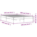 sengestel 135x190 cm konstrueret træ og metal grå sonoma-eg