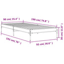sengeramme 90x190 cm konstrueret træ og metal grå sonoma-eg