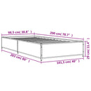 sengeramme 100x200 cm konstrueret træ og metal grå sonoma-eg