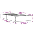 sengeramme 75x190 cm konstrueret træ og metal sonoma-eg