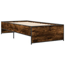 sengeramme 90x190 cm konstrueret træ og metal røget eg
