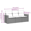 havesofasæt 3 dele med hynder sort polyrattan