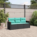 havesofasæt 3 dele med hynder sort polyrattan