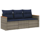 havesofasæt 3 dele med hynder grå polyrattan