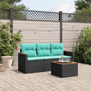 havesofasæt med 4 dele og hynder sort polyrattan
