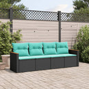 havesofasæt med 4 dele og hynder sort polyrattan