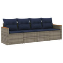havesofasæt med 4 dele og hynder grå polyrattan
