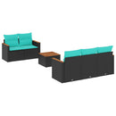 havesofasæt med 6 hynder sort polyrattan