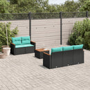 havesofasæt med 6 hynder sort polyrattan