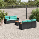 havesofasæt med 7 hynder sort polyrattan