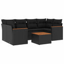 sofasæt til haven 7 dele med hynder polyrattan sort