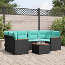 havesofasæt med 7 hynder sort polyrattan