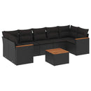 sofasæt til haven 8 dele med hynder polyrattan sort
