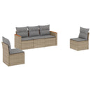 havesofasæt 5 dele med hynder polyrattan beige