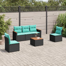 havesofasæt med 6 hynder sort polyrattan