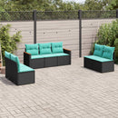 havesofasæt med 7 hynder sort polyrattan