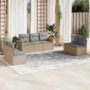 havesofasæt 7 dele med hynder polyrattan beige