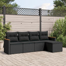 sofasæt til haven 5 dele med hynder polyrattan sort