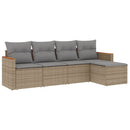 havesofasæt 5 dele med hynder polyrattan beige