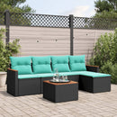 havesofasæt med 6 hynder sort polyrattan