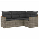 sofasæt til haven 4 dele med hynder polyrattan grå