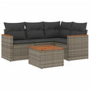 sofasæt 5 dele med hynder polyrattan grå