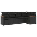 sofasæt til haven 5 dele med hynder polyrattan sort