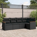 sofasæt til haven 5 dele med hynder polyrattan sort