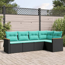 havesofasæt med 5 dele og hynder sort polyrattan