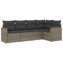 sofasæt 5 dele med hynder polyrattan grå