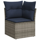 havesofasæt med 5 dele og hynder grå polyrattan