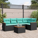 havesofasæt med 6 hynder sort polyrattan