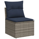havesofasæt med 6 dele og hynder grå polyrattan