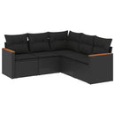 sofasæt til haven 5 dele med hynder polyrattan sort