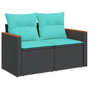 havesofasæt med 5 dele og hynder sort polyrattan