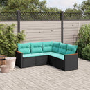 havesofasæt med 5 dele og hynder sort polyrattan