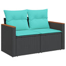 havesofasæt med 6 hynder sort polyrattan