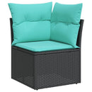 havesofasæt med 6 hynder sort polyrattan