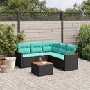 havesofasæt med 6 hynder sort polyrattan