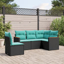havesofasæt med 5 dele og hynder sort polyrattan