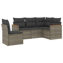 sofasæt 5 dele med hynder polyrattan grå