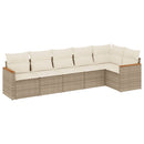 sofasæt til haven 6 dele med hynder polyrattan beige
