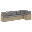 havesofasæt 6 dele med hynder polyrattan beige