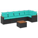 havesofasæt med 7 hynder sort polyrattan