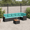 havesofasæt med 7 hynder sort polyrattan