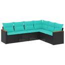 havesofasæt med 6 hynder sort polyrattan